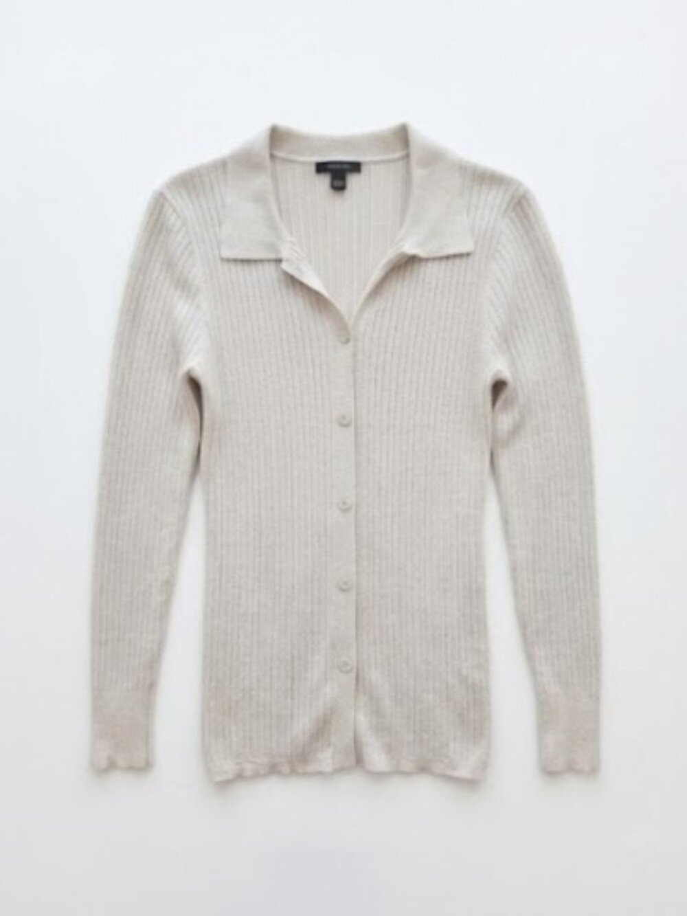 RW&CO. Ribbed Cream Button-Front Cardigan